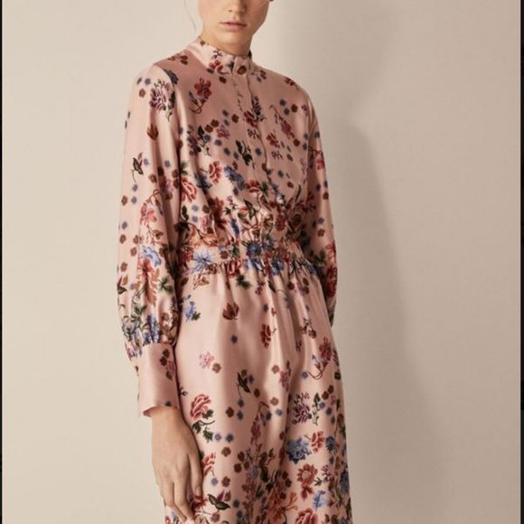 Massimo Dutti Floral Print dress with Gold Button - Picture 2 of 3